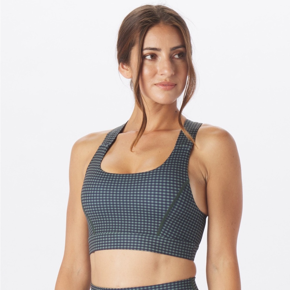 Glyder Full Force Bra: Black/Chive Gingham Plaid